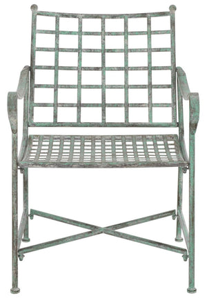 Safavieh Caledonia Outdoor Lounge Chair Set of 2 Powder Coated Metal Garden Patio Seating Antique Green PAT5049D-SET2