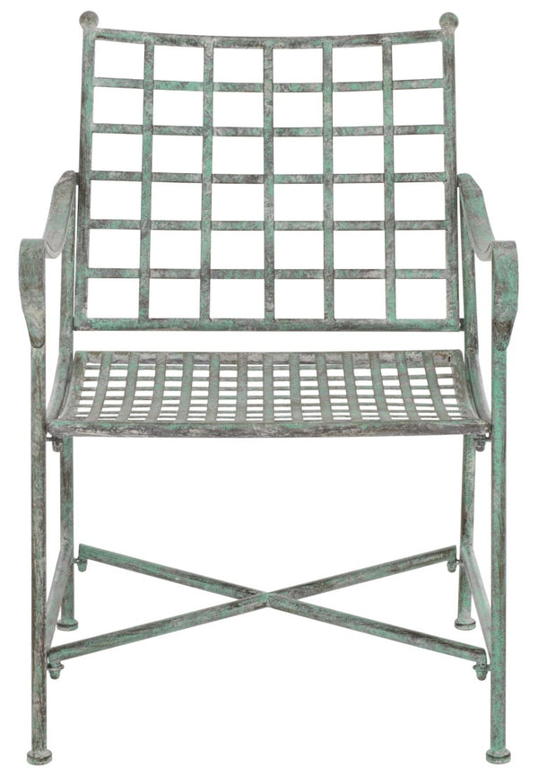 Safavieh Caledonia Outdoor Lounge Chair Set of 2 Powder Coated Metal Garden Patio Seating Antique Green PAT5049D-SET2