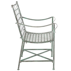 Safavieh Caledonia Outdoor Lounge Chair Set of 2 Powder Coated Metal Garden Patio Seating Antique Green PAT5049D-SET2