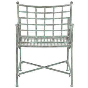 Safavieh Caledonia Outdoor Lounge Chair Set of 2 Powder Coated Metal Garden Patio Seating Antique Green PAT5049D-SET2