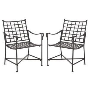 Safavieh Caledonia Outdoor Lounge Chair Set of 2 Powder Coated Metal Garden Patio Seating Black PAT5049E-SET2