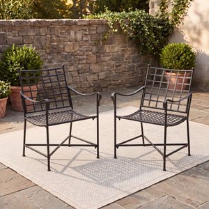 Safavieh Caledonia Outdoor Lounge Chair Set of 2 Powder Coated Metal Garden Patio Seating Black PAT5049E-SET2