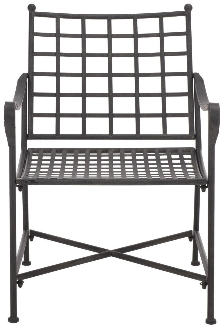 Safavieh Caledonia Outdoor Lounge Chair Set of 2 Powder Coated Metal Garden Patio Seating Black PAT5049E-SET2