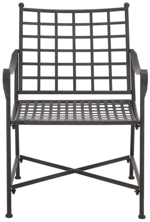 Safavieh Caledonia Outdoor Lounge Chair Set of 2 Powder Coated Metal Garden Patio Seating Black PAT5049E-SET2