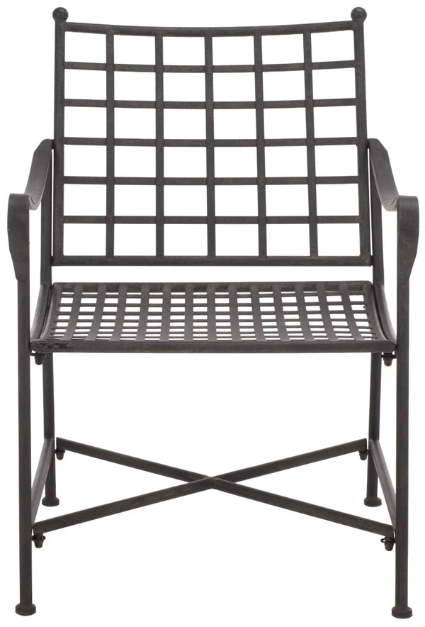 Safavieh Caledonia Outdoor Lounge Chair Set of 2 Powder Coated Metal Garden Patio Seating Black PAT5049E-SET2
