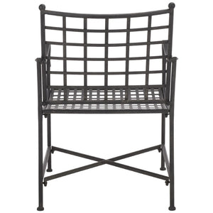 Safavieh Caledonia Outdoor Lounge Chair Set of 2 Powder Coated Metal Garden Patio Seating Black PAT5049E-SET2