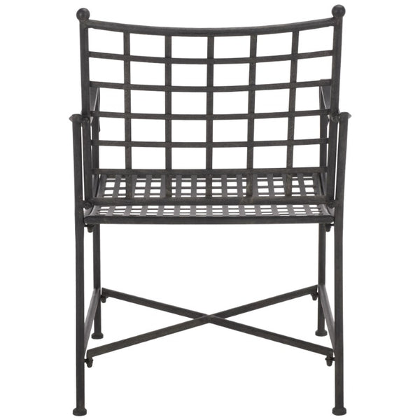 Safavieh Caledonia Outdoor Lounge Chair Set of 2 Powder Coated Metal Garden Patio Seating Black PAT5049E-SET2