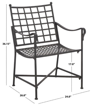 Safavieh Caledonia Outdoor Lounge Chair Set of 2 Powder Coated Metal Garden Patio Seating Black PAT5049E-SET2