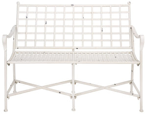 Safavieh Caledonia Outdoor Iron Bench Scrollwork Loveseat for Garden Patio or Balcony White PAT5050A