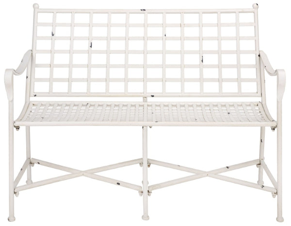 Safavieh Caledonia Outdoor Iron Bench Scrollwork Loveseat for Garden Patio or Balcony White PAT5050A