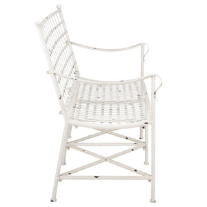 Safavieh Caledonia Outdoor Iron Bench Scrollwork Loveseat for Garden Patio or Balcony White PAT5050A