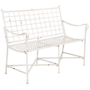 Safavieh Caledonia Outdoor Iron Bench Scrollwork Loveseat for Garden Patio or Balcony White PAT5050A