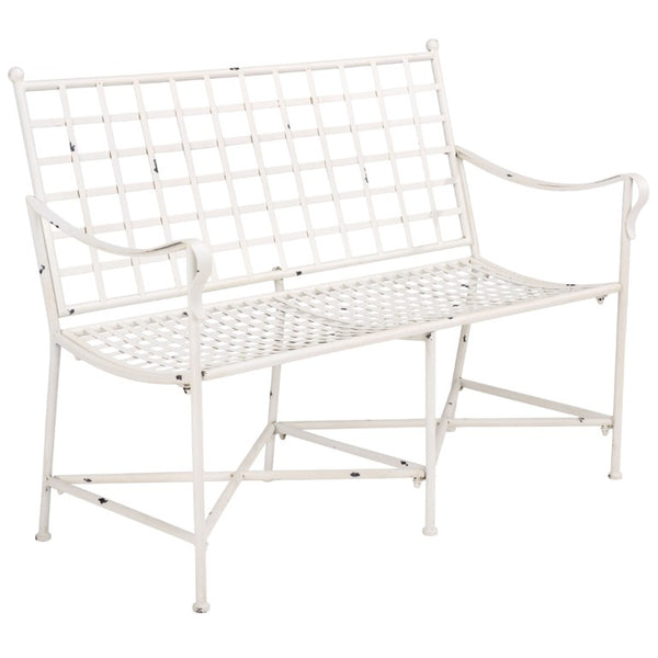 Safavieh Caledonia Outdoor Iron Bench Scrollwork Loveseat for Garden Patio or Balcony White PAT5050A