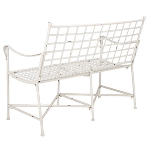 Safavieh Caledonia Outdoor Iron Bench Scrollwork Loveseat for Garden Patio or Balcony White PAT5050A