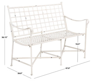 Safavieh Caledonia Outdoor Iron Bench Scrollwork Loveseat for Garden Patio or Balcony White PAT5050A