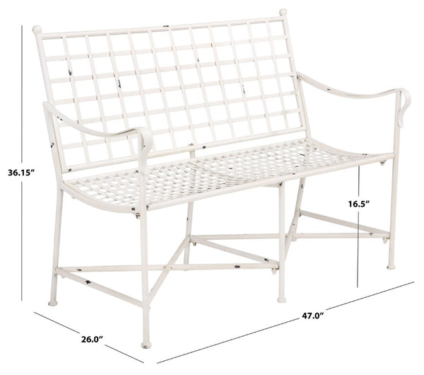 Safavieh Caledonia Outdoor Iron Bench Scrollwork Loveseat for Garden Patio or Balcony White PAT5050A