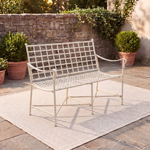 Safavieh Caledonia Outdoor Iron Bench Scrollwork Loveseat for Garden Patio or Balcony White PAT5050A