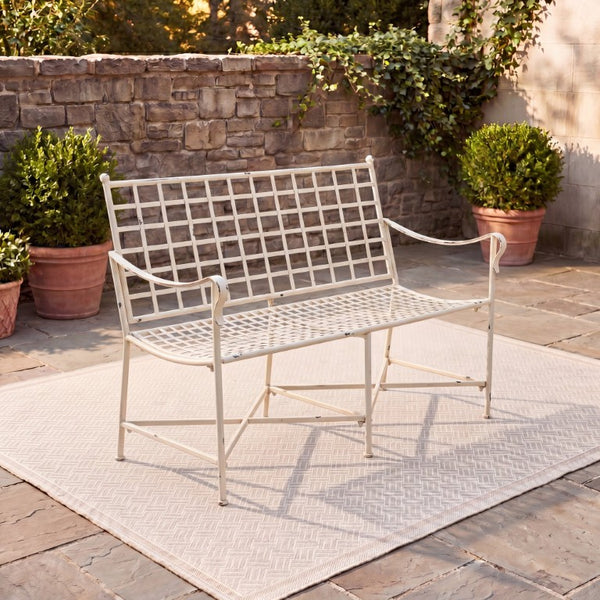 Safavieh Caledonia Outdoor Iron Bench Scrollwork Loveseat for Garden Patio or Balcony White PAT5050A