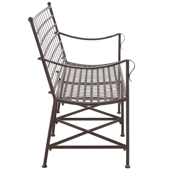 Safavieh Caledonia Outdoor Iron Bench Scrollwork Loveseat for Garden Patio or Balcony Brown PAT5050B