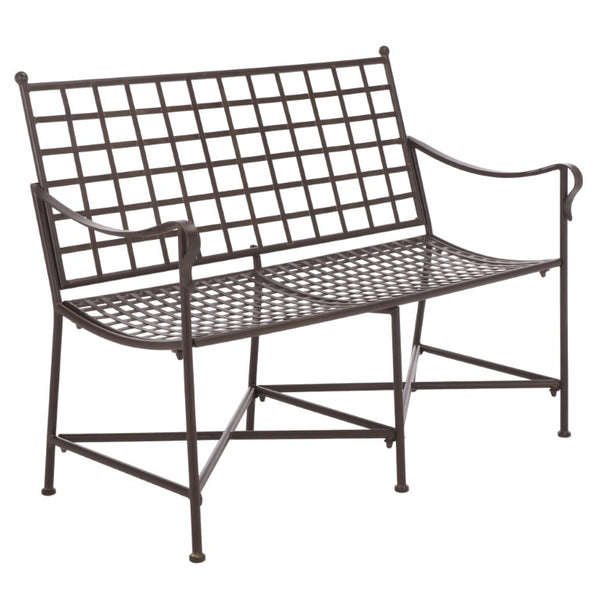 Safavieh Caledonia Outdoor Iron Bench Scrollwork Loveseat for Garden Patio or Balcony Brown PAT5050B
