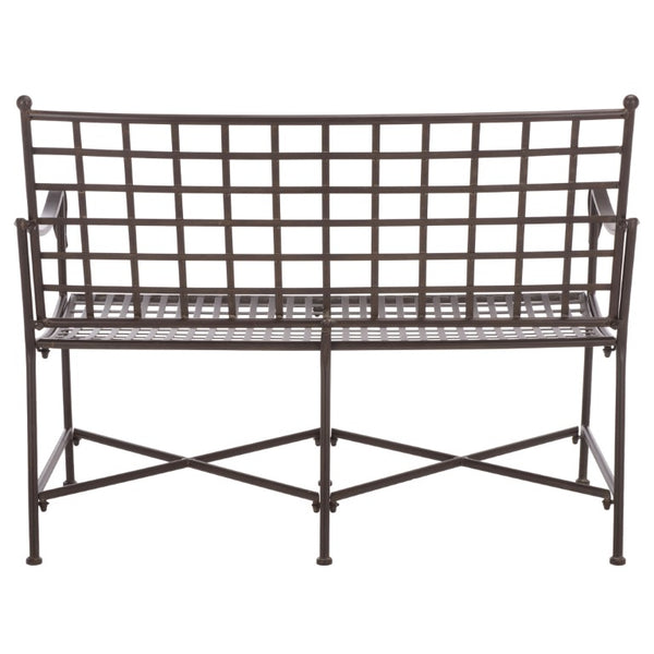 Safavieh Caledonia Outdoor Iron Bench Scrollwork Loveseat for Garden Patio or Balcony Brown PAT5050B
