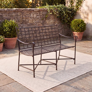 Safavieh Caledonia Outdoor Iron Bench Scrollwork Loveseat for Garden Patio or Balcony Brown PAT5050B