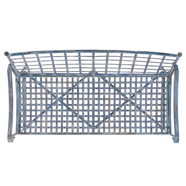 Safavieh Caledonia Outdoor Iron Bench Scrollwork Loveseat for Garden Patio or Balcony Blue PAT5050C
