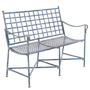 Safavieh Caledonia Outdoor Iron Bench Scrollwork Loveseat for Garden Patio or Balcony Blue PAT5050C