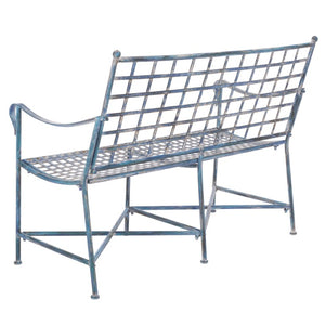 Safavieh Caledonia Outdoor Iron Bench Scrollwork Loveseat for Garden Patio or Balcony Blue PAT5050C