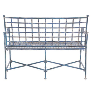 Safavieh Caledonia Outdoor Iron Bench Scrollwork Loveseat for Garden Patio or Balcony Blue PAT5050C