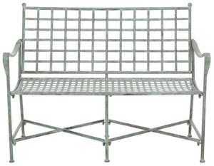 Safavieh Caledonia Outdoor Iron Bench Scrollwork Loveseat for Garden Patio or Balcony Green PAT5050D