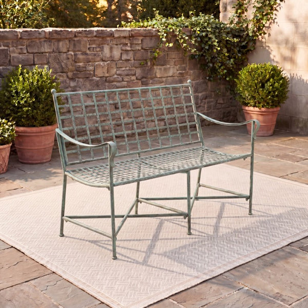 Safavieh Caledonia Outdoor Iron Bench Scrollwork Loveseat for Garden Patio or Balcony Green PAT5050D