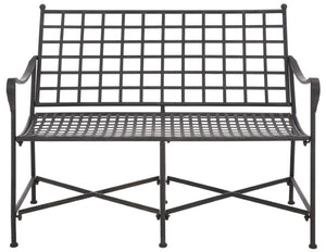 Safavieh Caledonia Outdoor Iron Bench Scrollwork Loveseat for Garden Patio or Balcony Black PAT5050E