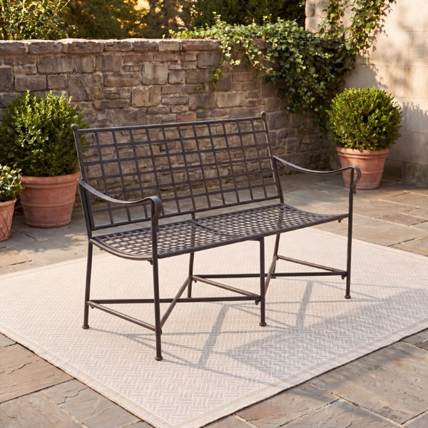 Safavieh Caledonia Outdoor Iron Bench Scrollwork Loveseat for Garden Patio or Balcony Black PAT5050E