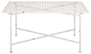 Safavieh Caledonia Metal Coffee Table Vintage Farmhouse Style Low Profile Rectangular Living Room Off White PAT5051A