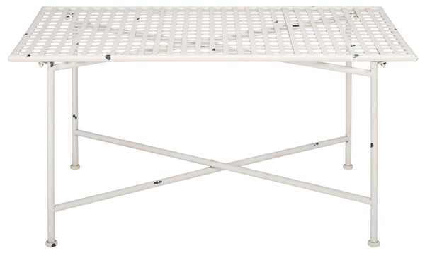 Safavieh Caledonia Metal Coffee Table Vintage Farmhouse Style Low Profile Rectangular Living Room Off White PAT5051A