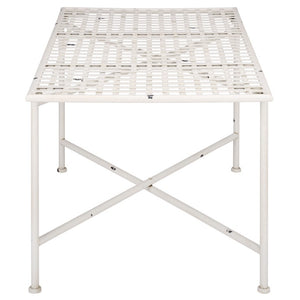 Safavieh Caledonia Metal Coffee Table Vintage Farmhouse Style Low Profile Rectangular Living Room Off White PAT5051A
