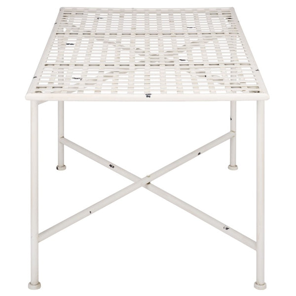 Safavieh Caledonia Metal Coffee Table Vintage Farmhouse Style Low Profile Rectangular Living Room Off White PAT5051A