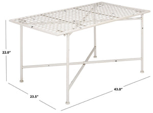 Safavieh Caledonia Metal Coffee Table Vintage Farmhouse Style Low Profile Rectangular Living Room Off White PAT5051A