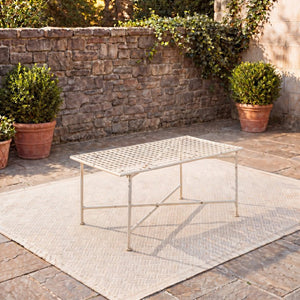 Safavieh Caledonia Metal Coffee Table Vintage Farmhouse Style Low Profile Rectangular Living Room Off White PAT5051A