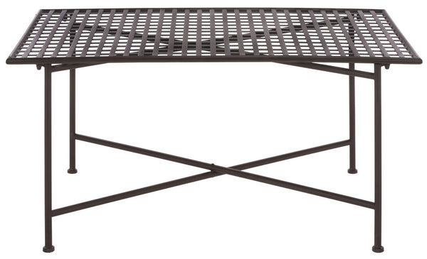 Safavieh Caledonia Metal Coffee Table Vintage Farmhouse Style Low Profile Rectangular Living Room Brown PAT5051B