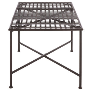 Safavieh Caledonia Metal Coffee Table Vintage Farmhouse Style Low Profile Rectangular Living Room Brown PAT5051B