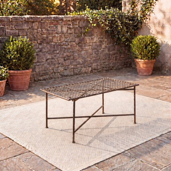 Safavieh Caledonia Metal Coffee Table Vintage Farmhouse Style Low Profile Rectangular Living Room Brown PAT5051B