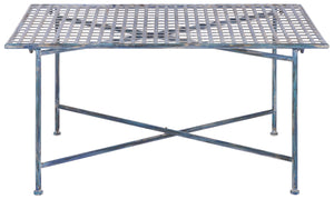 Safavieh Caledonia Metal Coffee Table Vintage Farmhouse Style Low Profile Rectangular Living Room Blue PAT5051C