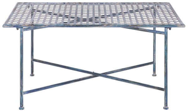 Safavieh Caledonia Metal Coffee Table Vintage Farmhouse Style Low Profile Rectangular Living Room Blue PAT5051C