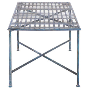 Safavieh Caledonia Metal Coffee Table Vintage Farmhouse Style Low Profile Rectangular Living Room Blue PAT5051C