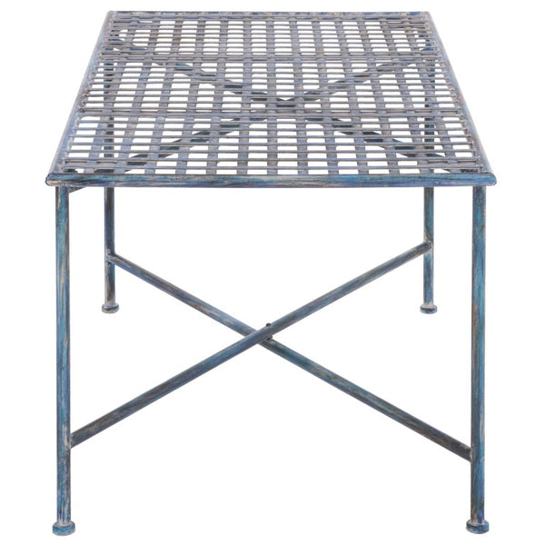 Safavieh Caledonia Metal Coffee Table Vintage Farmhouse Style Low Profile Rectangular Living Room Blue PAT5051C