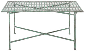 Safavieh Caledonia Metal Coffee Table Vintage Farmhouse Style Low Profile Rectangular Living Room Dark Green PAT5051D
