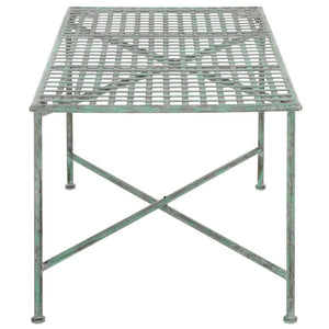 Safavieh Caledonia Metal Coffee Table Vintage Farmhouse Style Low Profile Rectangular Living Room Dark Green PAT5051D