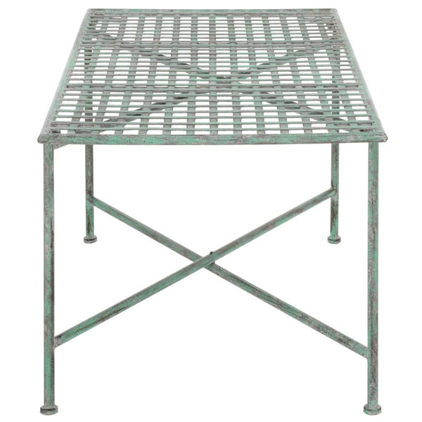 Safavieh Caledonia Metal Coffee Table Vintage Farmhouse Style Low Profile Rectangular Living Room Dark Green PAT5051D
